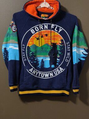 Born Fly Anytown USA Sweatshirt Hoodie Size XL